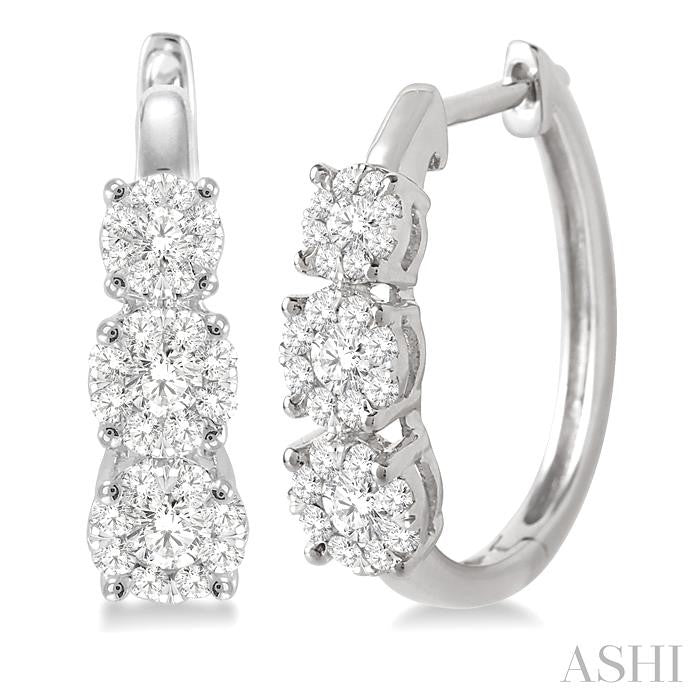 Round Shape Past Present & Future Lovebright Essential Diamond Hoop Earrings