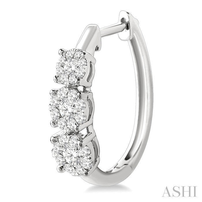 Round Shape Past Present & Future Lovebright Essential Diamond Hoop Earrings