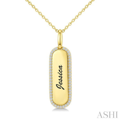 'Jessica' Diamond Engraved Tag Name Pendant
