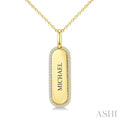'Michael' Diamond Engraved Tag Name Pendant