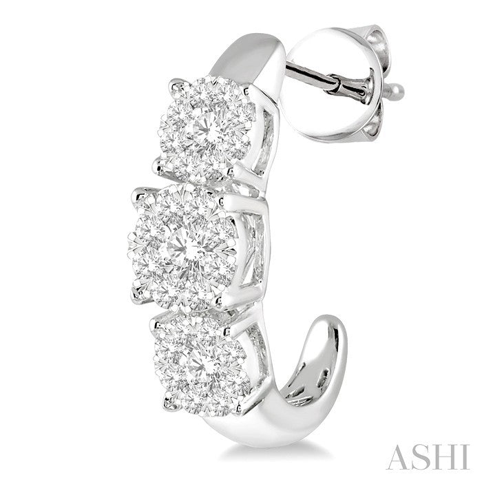 Round Shape Past Present & Future Lovebright Essential Diamond Half Hoop Earrings