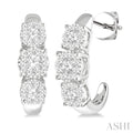 Round Shape Past Present & Future Lovebright Essential Diamond Half Hoop Earrings