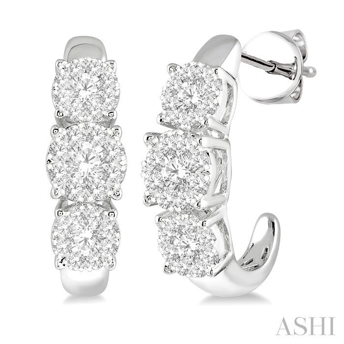 Round Shape Past Present & Future Lovebright Essential Diamond Half Hoop Earrings