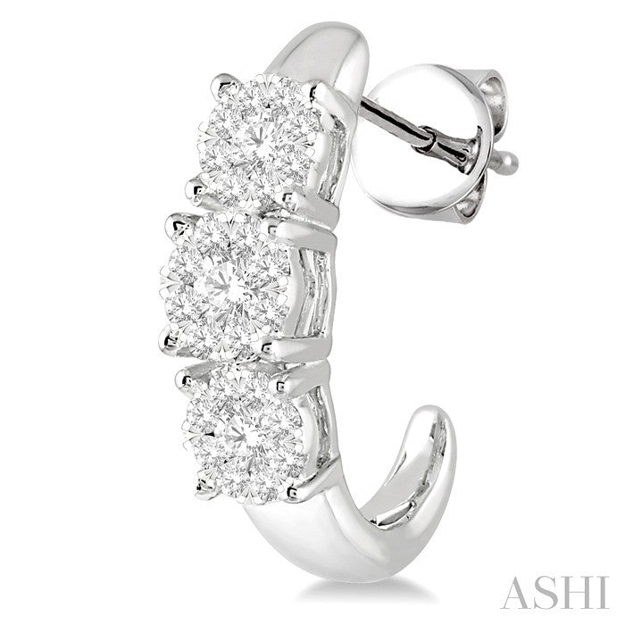 Round Shape Past Present & Future Lovebright Essential Diamond Half Hoop Earrings