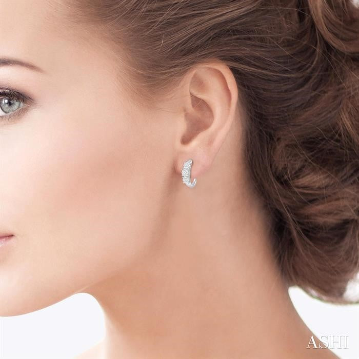 Round Shape Past Present & Future Lovebright Essential Diamond Half Hoop Earrings