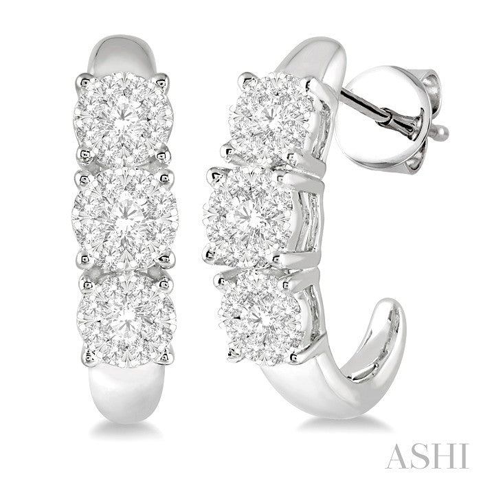 Round Shape Past Present & Future Lovebright Essential Diamond Half Hoop Earrings