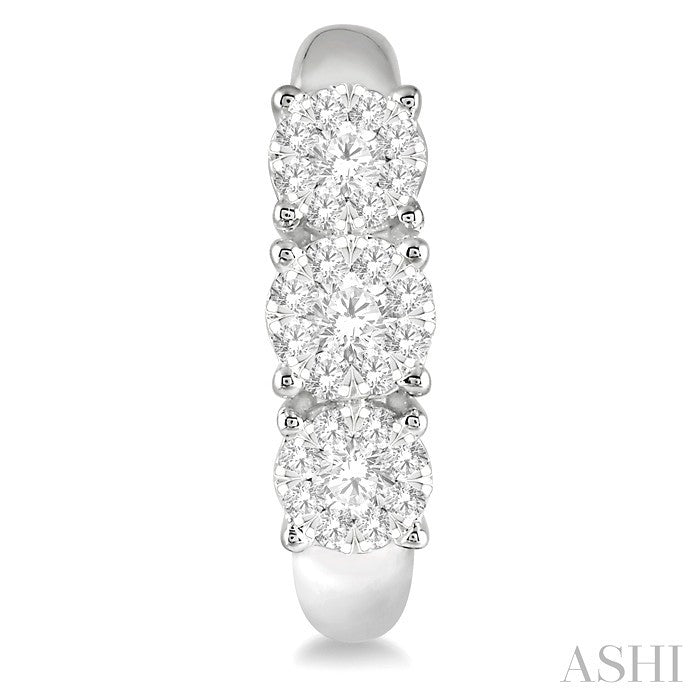 Round Shape Past Present & Future Lovebright Essential Diamond Half Hoop Earrings