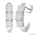 Round Shape Past Present & Future Lovebright Essential Diamond Half Hoop Earrings