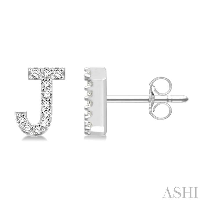 Block 'J' Initial Diamond Earrings