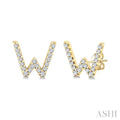 Block 'W' Initial Diamond Earrings