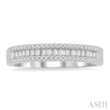 1/3 ctw Baguette and Round Cut Diamond Stackable Fashion Band in 14K White Gold