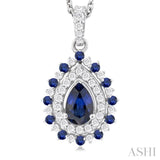 Pear Shape Gemstone & Diamond Pendant