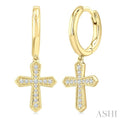 Cross Petite Diamond Huggie Fashion Earrings