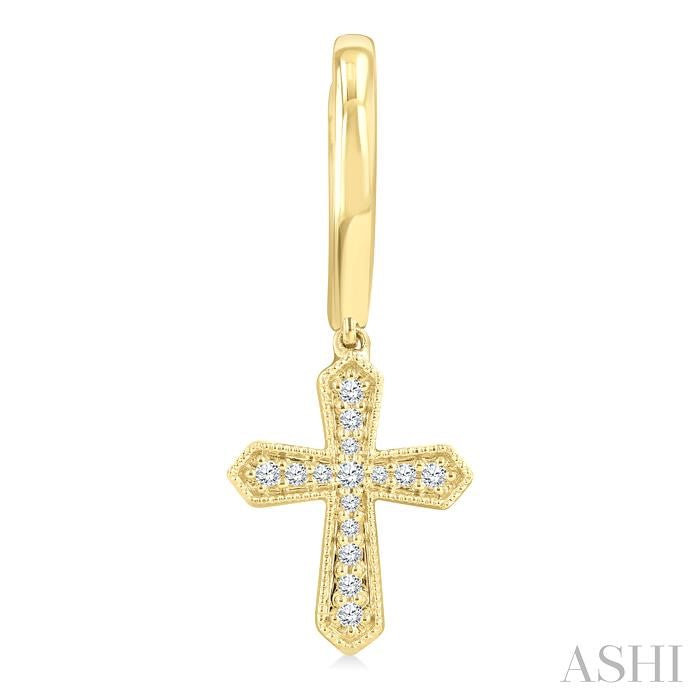 Cross Petite Diamond Huggie Fashion Earrings