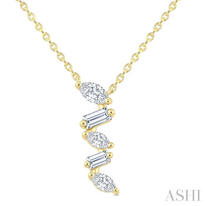 Mixed Shape Zig-Zag Diamond Fashion Pendant