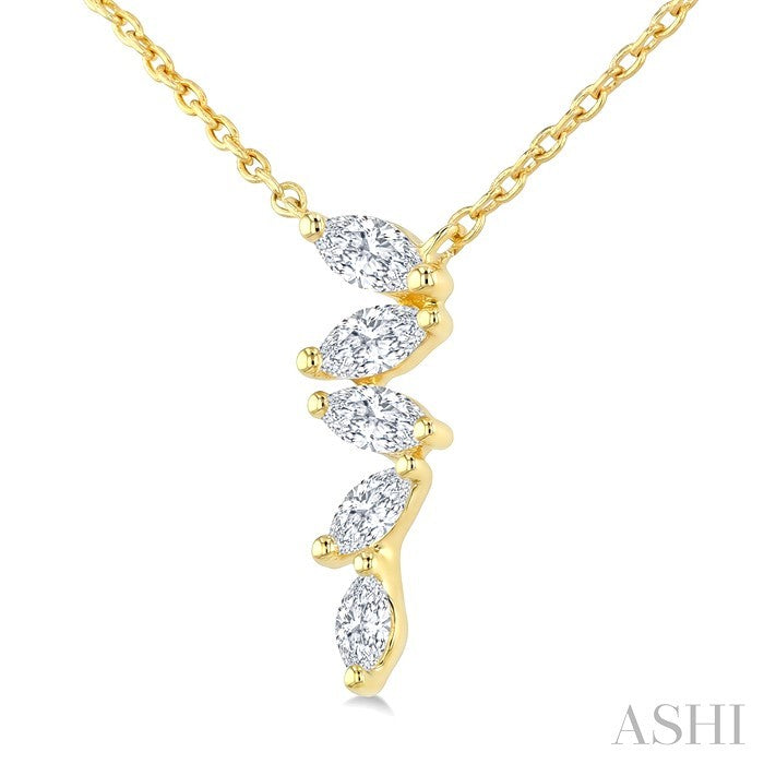 Marquise Shape Zig-Zag Diamond Fashion Pendant