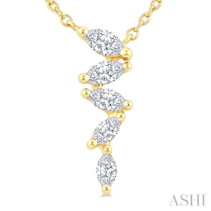 Marquise Shape Zig-Zag Diamond Fashion Pendant