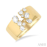 3/4 Ctw Open Top Mixed Diamond Cut Wide Fashion Band in 14K Yellow Gold
