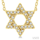 1/10 ctw Petite Star of David Round Cut Diamond Fashion Pendant With Chain in 10K Yellow Gold