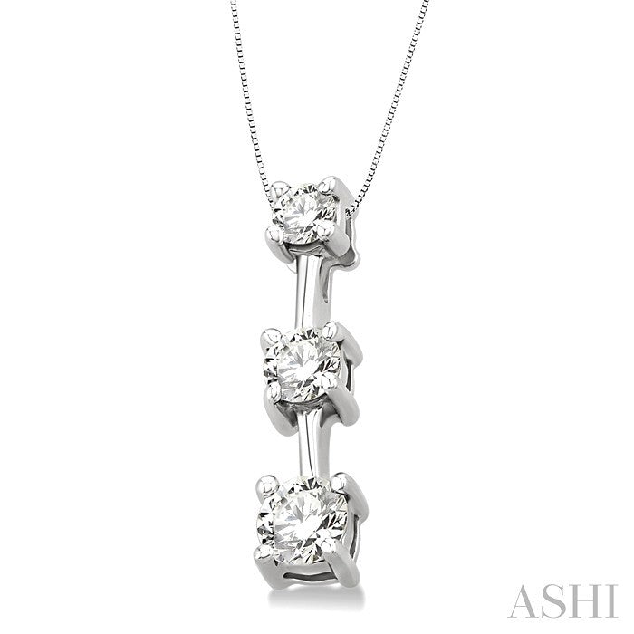 Round Shape Past Present & Future Diamond Pendant