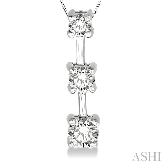 Round Shape Past Present & Future Diamond Pendant
