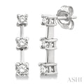 Round Shape Past Present & Future Diamond Earrings