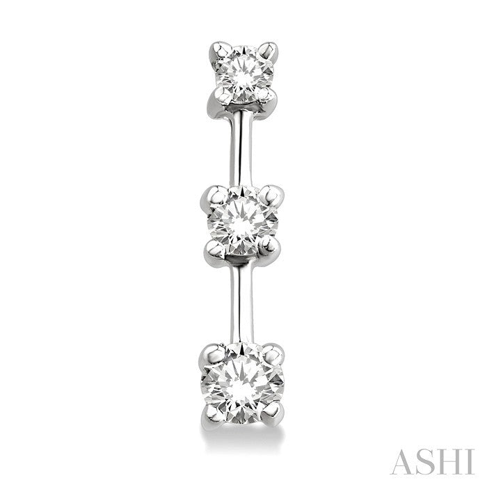 Round Shape Past Present & Future Diamond Earrings