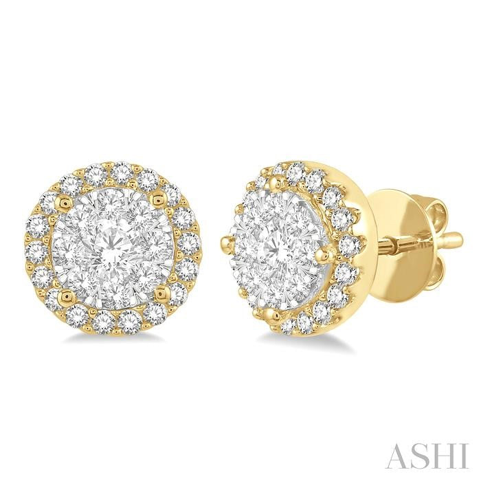 Round Shape Halo Lovebright Essential Diamond Earrings