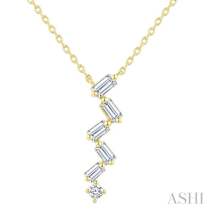 Mixed Shape Zig-Zag Diamond Fashion Pendant