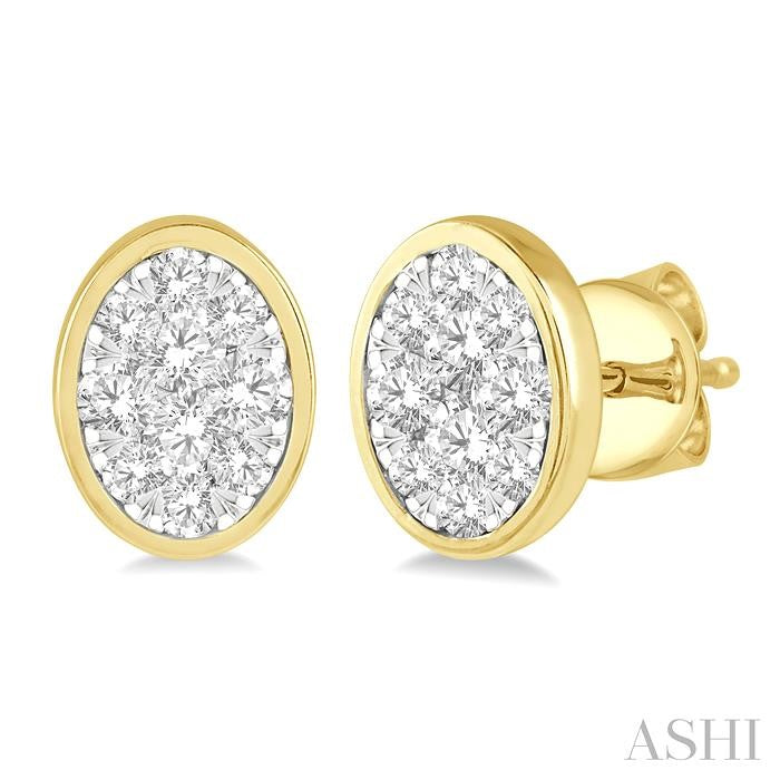 Oval Shape Bezel Set Lovebright Essential Diamond Stud Earrings