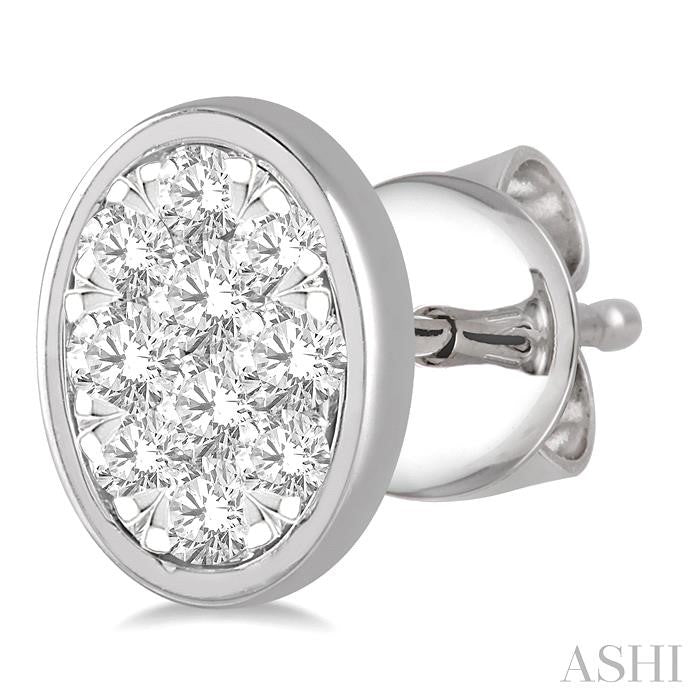 Oval Shape Bezel Set Lovebright Essential Diamond Stud Earrings