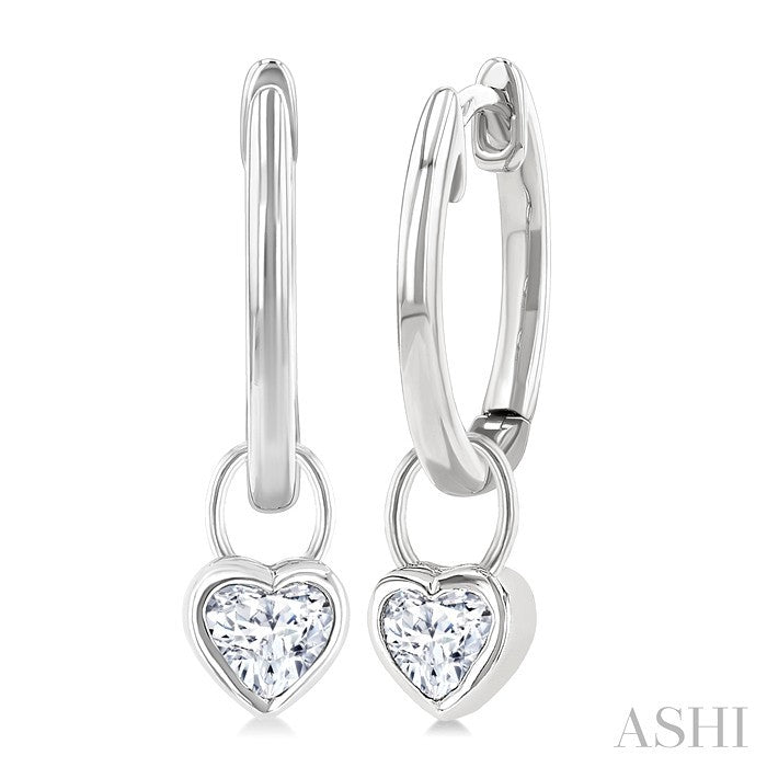 Heart Shape Bezel Set Diamond Huggie Fashion Earrings