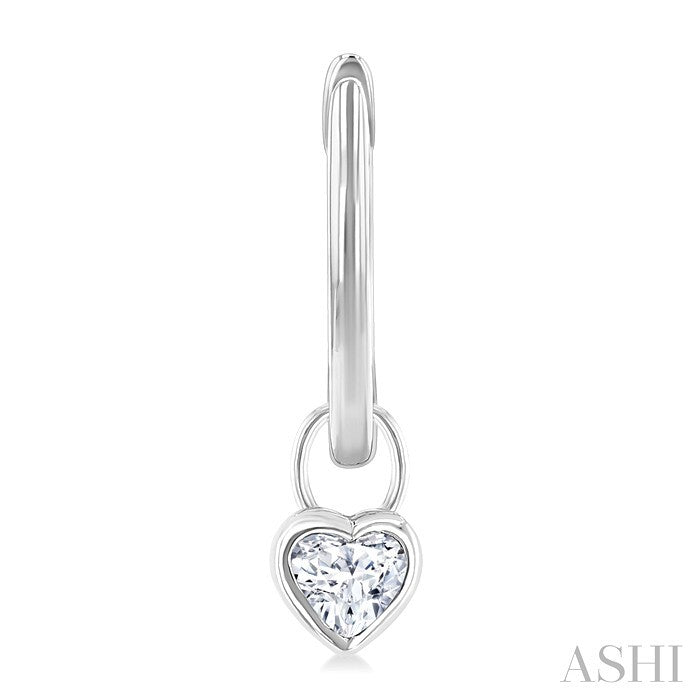 Heart Shape Bezel Set Diamond Huggie Fashion Earrings
