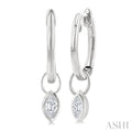 Marquise Shape Bezel Set Diamond Huggie Fashion Earrings