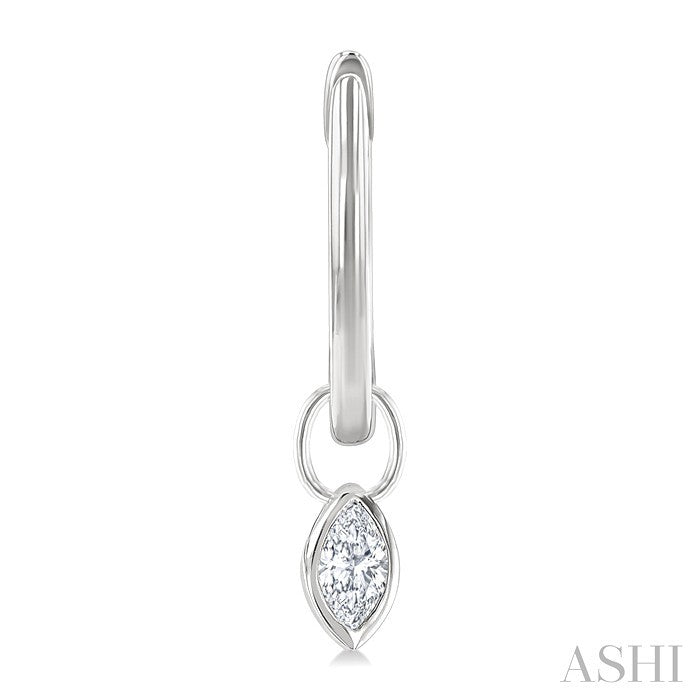 Marquise Shape Bezel Set Diamond Huggie Fashion Earrings