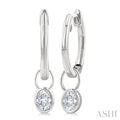 Oval Shape Bezel Set Diamond Huggie Fashion Earrings