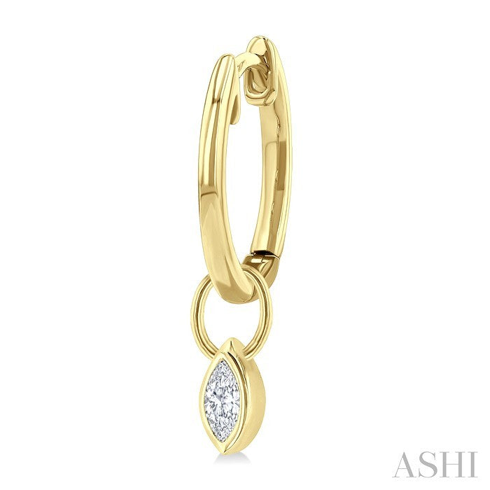 Marquise Shape Bezel Set Diamond Huggie Fashion Earrings