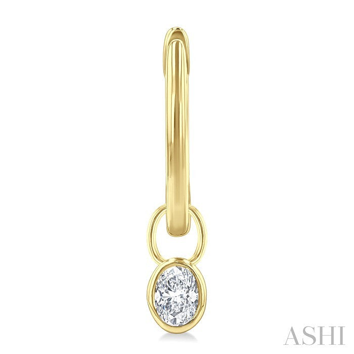 Oval Shape Bezel Set Diamond Huggie Fashion Earrings