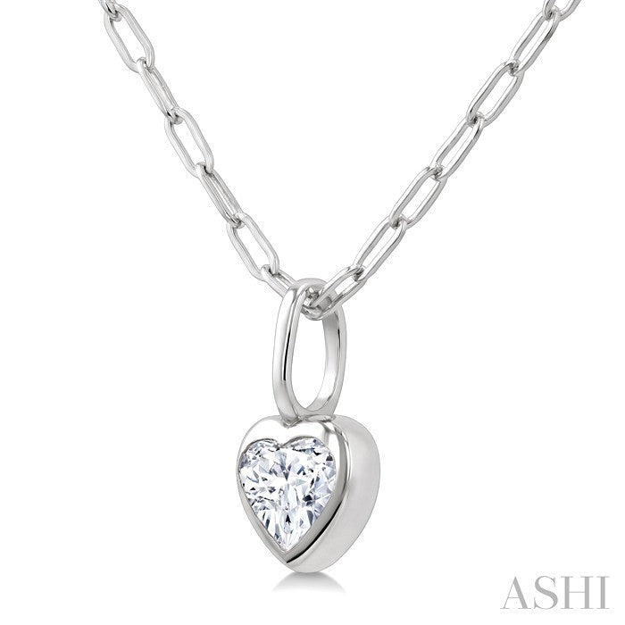Heart Shape Bezel Set Paperclip Diamond Fashion Pendant