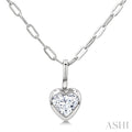Heart Shape Bezel Set Paperclip Diamond Fashion Pendant