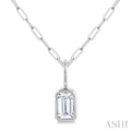 Emerald Shape Bezel Set Paperclip Diamond Fashion Pendant