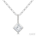 Princess Shape Bezel Set Paperclip Diamond Fashion Pendant