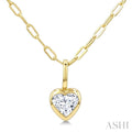 Heart Shape Bezel Set Paperclip Diamond Fashion Pendant
