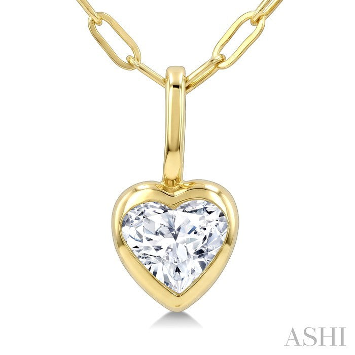 Heart Shape Bezel Set Paperclip Diamond Fashion Pendant