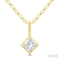 Princess Shape Bezel Set Paperclip Diamond Fashion Pendant