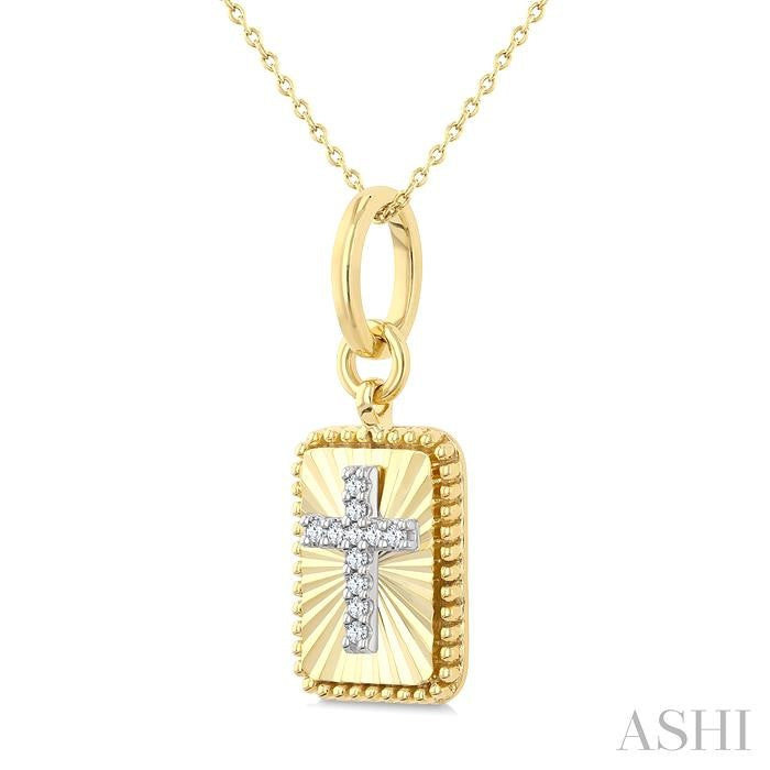 Rectangular Cross Fluted Diamond Fashion Pendant
