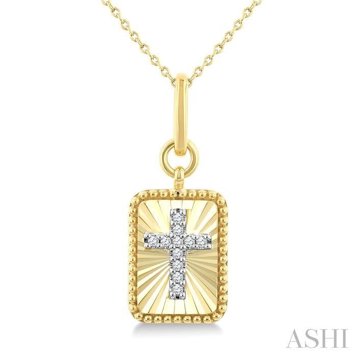 Rectangular Cross Fluted Diamond Fashion Pendant