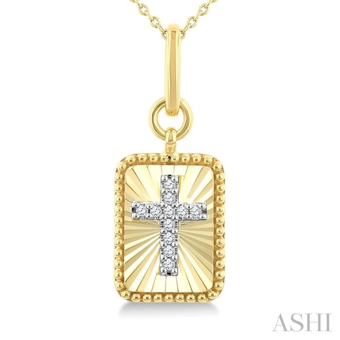 Rectangular Cross Fluted Diamond Fashion Pendant
