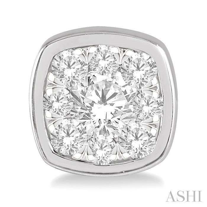 Cushion Shape Bezel Set Lovebright Essential Diamond Stud Earrings