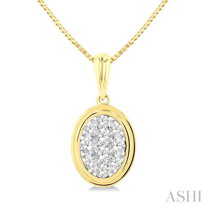 Oval Shape Bezel Set Lovebright Diamond Fashion Pendant